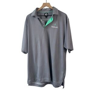 Footjoy Mens Shirt XL Black Green Polo Golf Short Sleeve Innisbrook Logo Chevron
